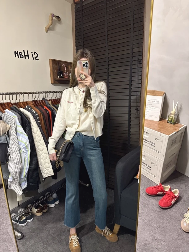 【思含】早春新款针织羊毛刺绣两件套（自留款）