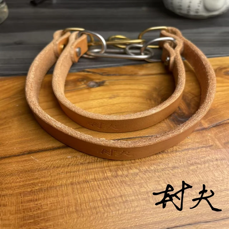 村夫一拉紧项圈细狗中型犬狗狗项圈村夫定制款进口牛皮纯手工制作