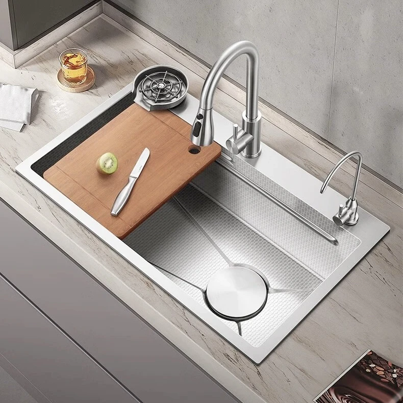 SUS304蜂窝小米粒大单槽厨房水槽家用不锈钢
