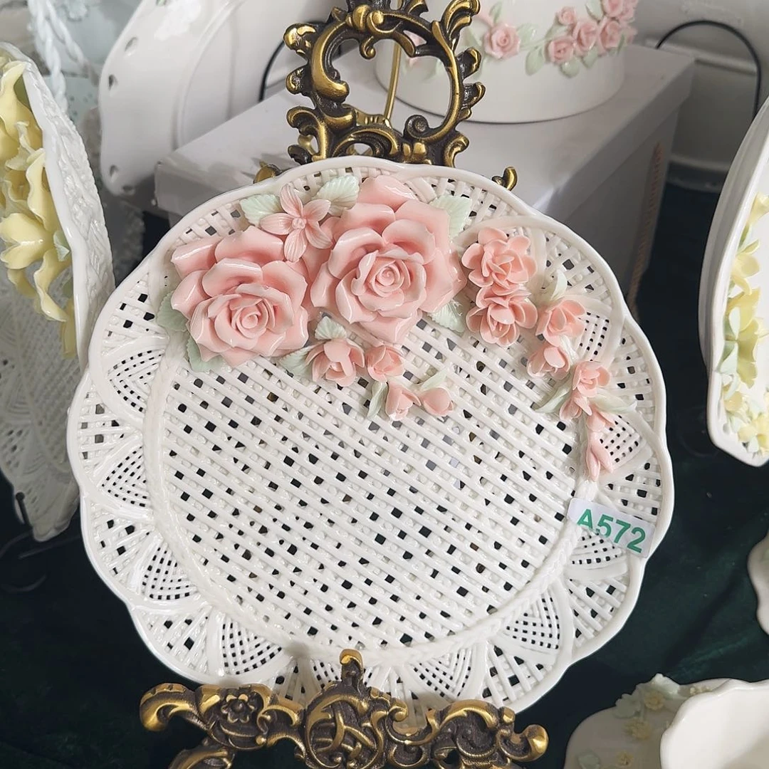 玫瑰花手工编织水果盘