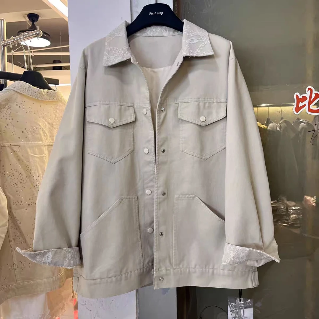 33592， 韩版设计感撞色气质工装外套