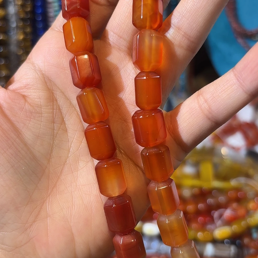 玛瑙/玉髓银S925镀金镶嵌珠宝半成品红玛瑙一条