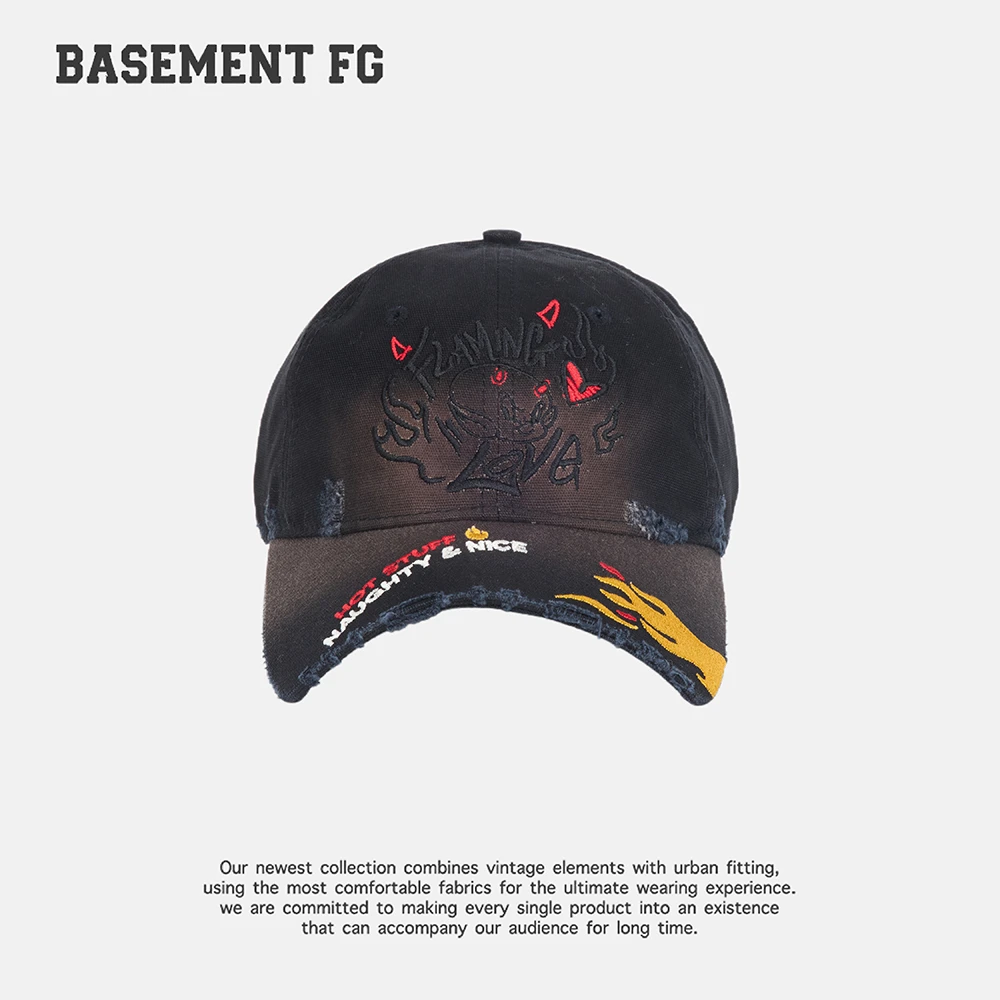 BASEMENT FGx鬼马系列美式复古水洗做旧棒球帽鸭舌帽254010086001