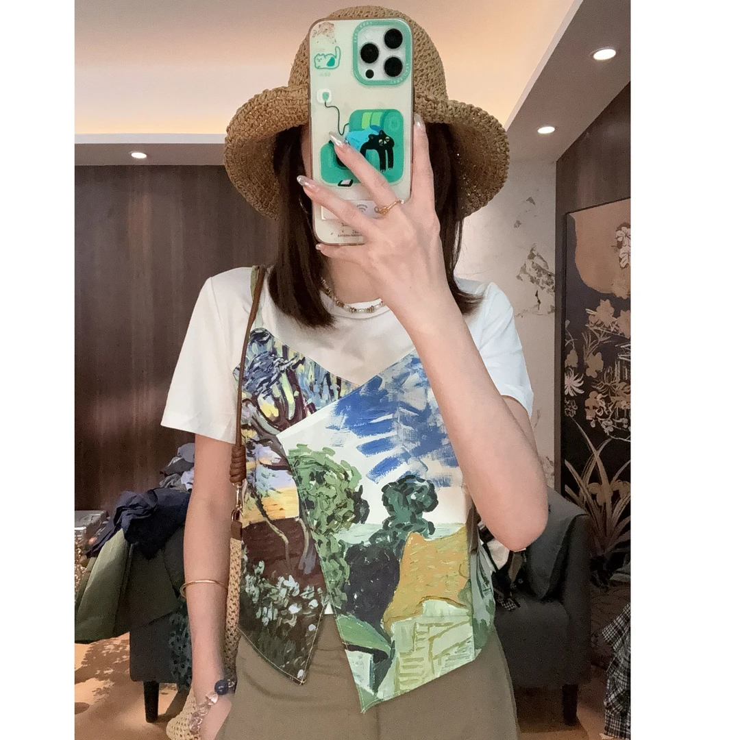 【LIbaibai】夏季新款假两件薄款短袖T恤上衣BB-2051