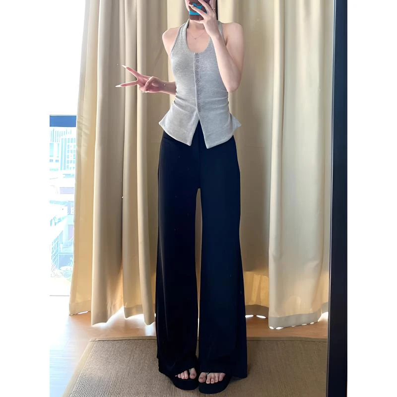 黑色西装裤女秋季新款胖妹妹裤子梨形身材高腰宽松显瘦阔腿休闲裤