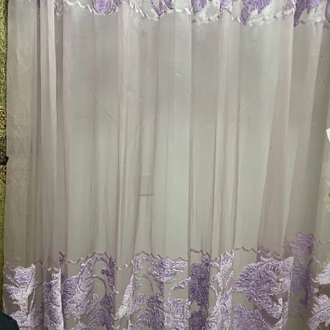 紫色绣花纱帘8米3.1米高 带挂钩