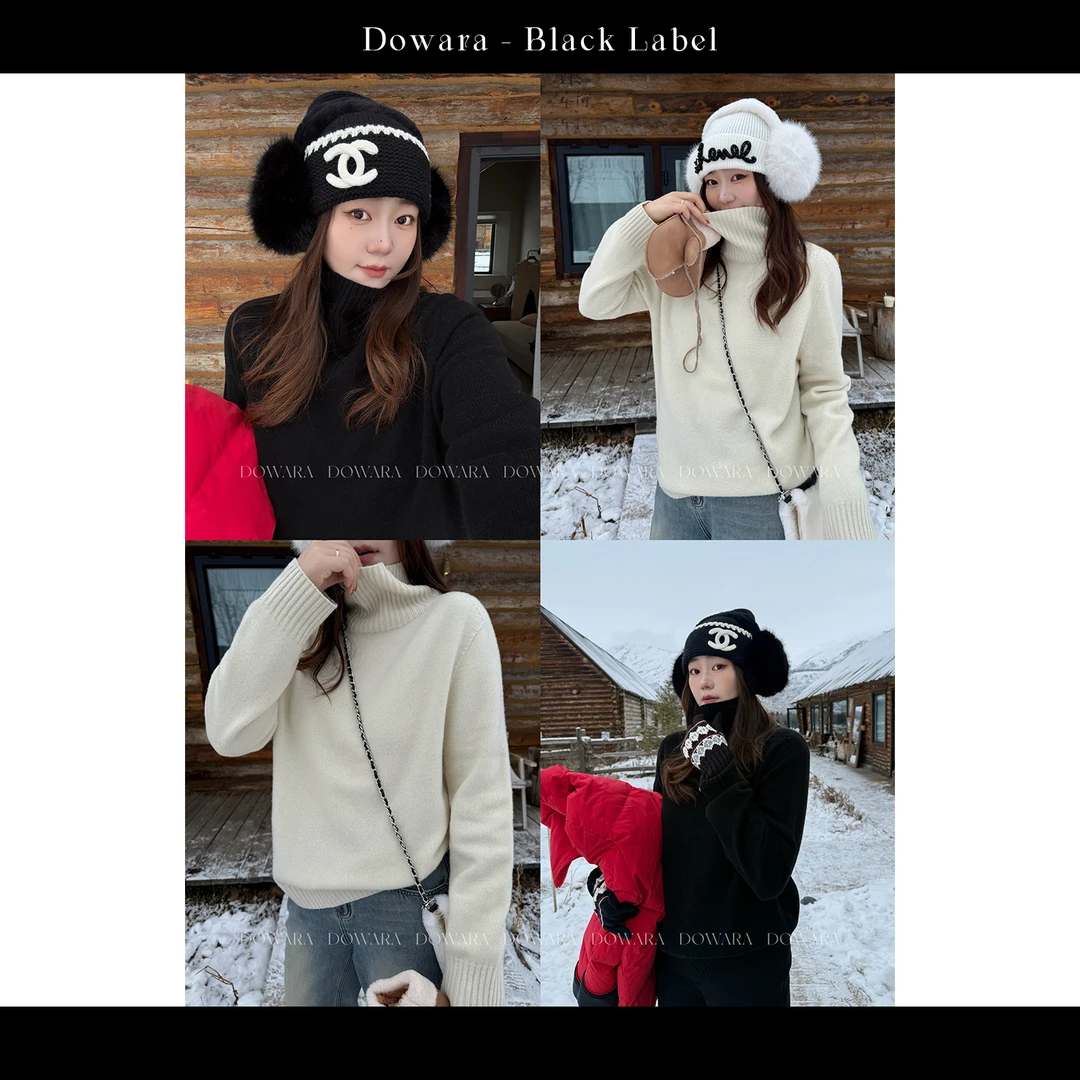 现货大婉酱黑标【双绒内搭】山羊绒绵羊毛高领保暖百搭羊毛衫 0480D