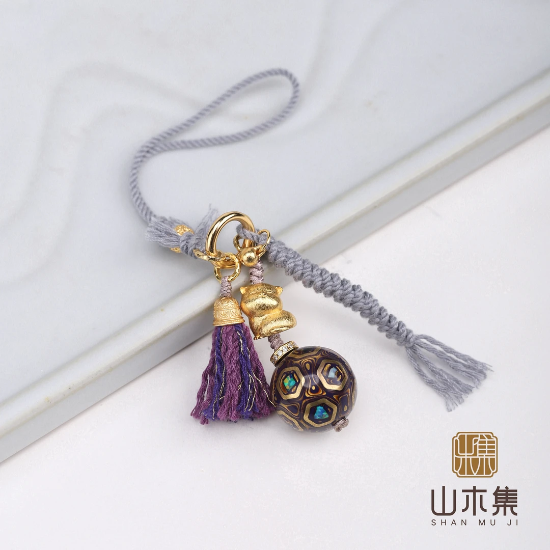 【溯梦】大漆+欧铜丝镶嵌工艺手机挂件*【山木集】（多样性）