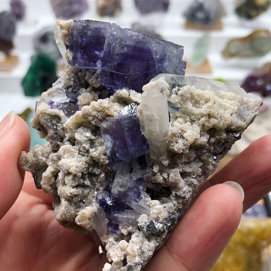 石材瑶岗仙萤石水晶共生