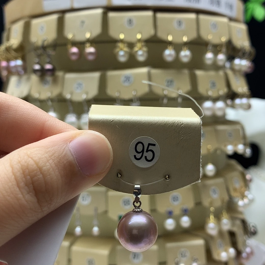 吊坠(不含链)淡水珍珠银S925镶嵌12-13毫米瓜子扣不含链子