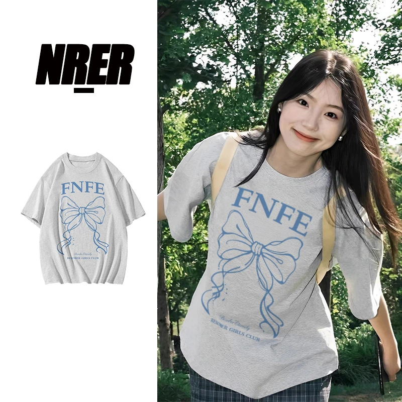 FNFE百搭休闲情侣款棉男女短袖T恤宽松韩版潮牌短袖上衣夏季小众