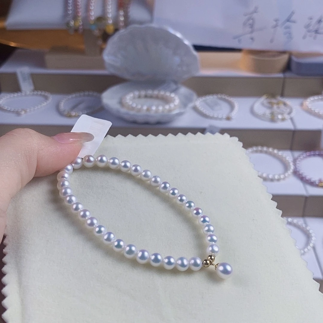 淡水珍珠手绳18K金镶嵌
