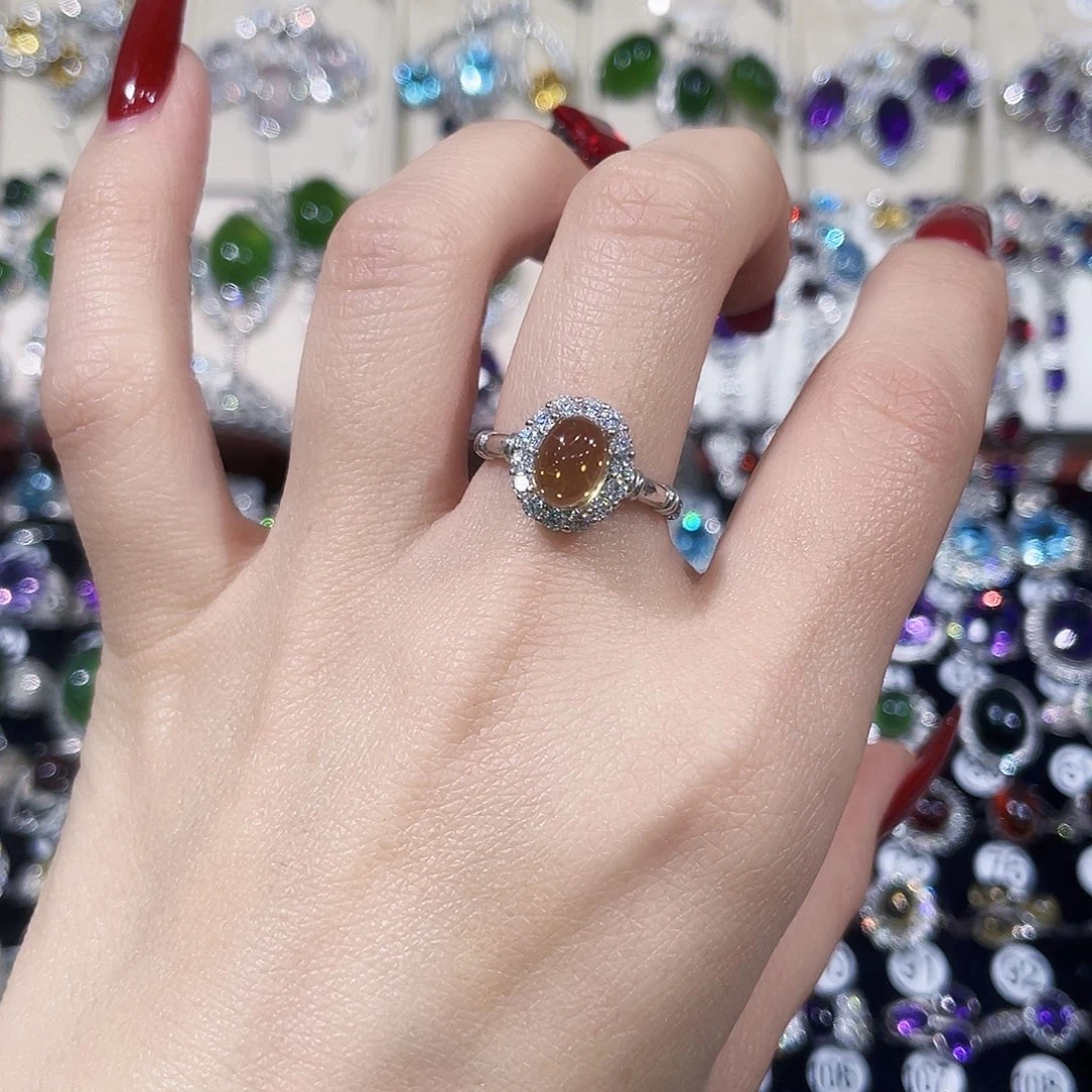 银S925镶嵌黄晶戒指戒指