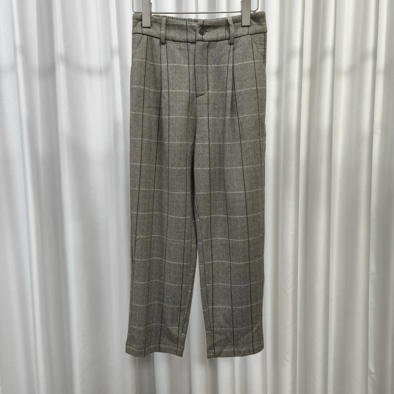 【诗M】S485-5  女装时尚休闲薄呢萝卜长裤格子灰1526377