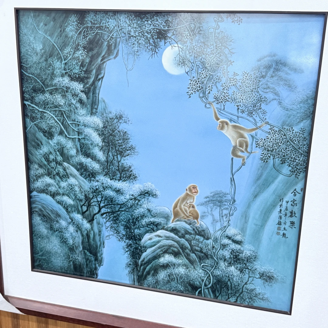手绘瓷板细工 夜猴
