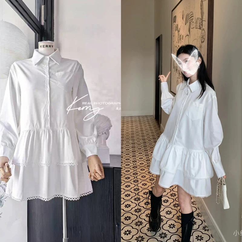 花房少女2025新款法式气质高级感时尚显瘦优雅赫本风衬衫连衣裙