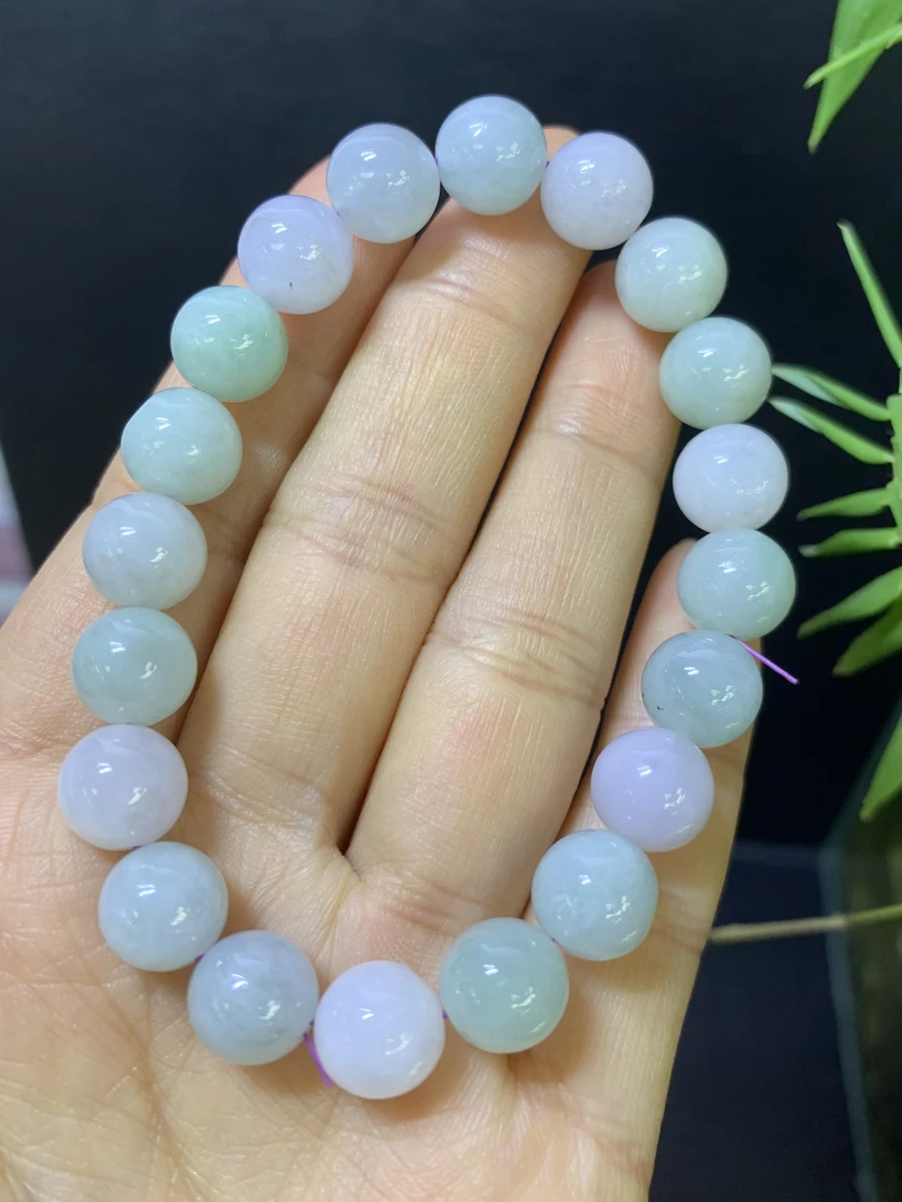 淡绿圆珠手串天然翡翠A货1.27