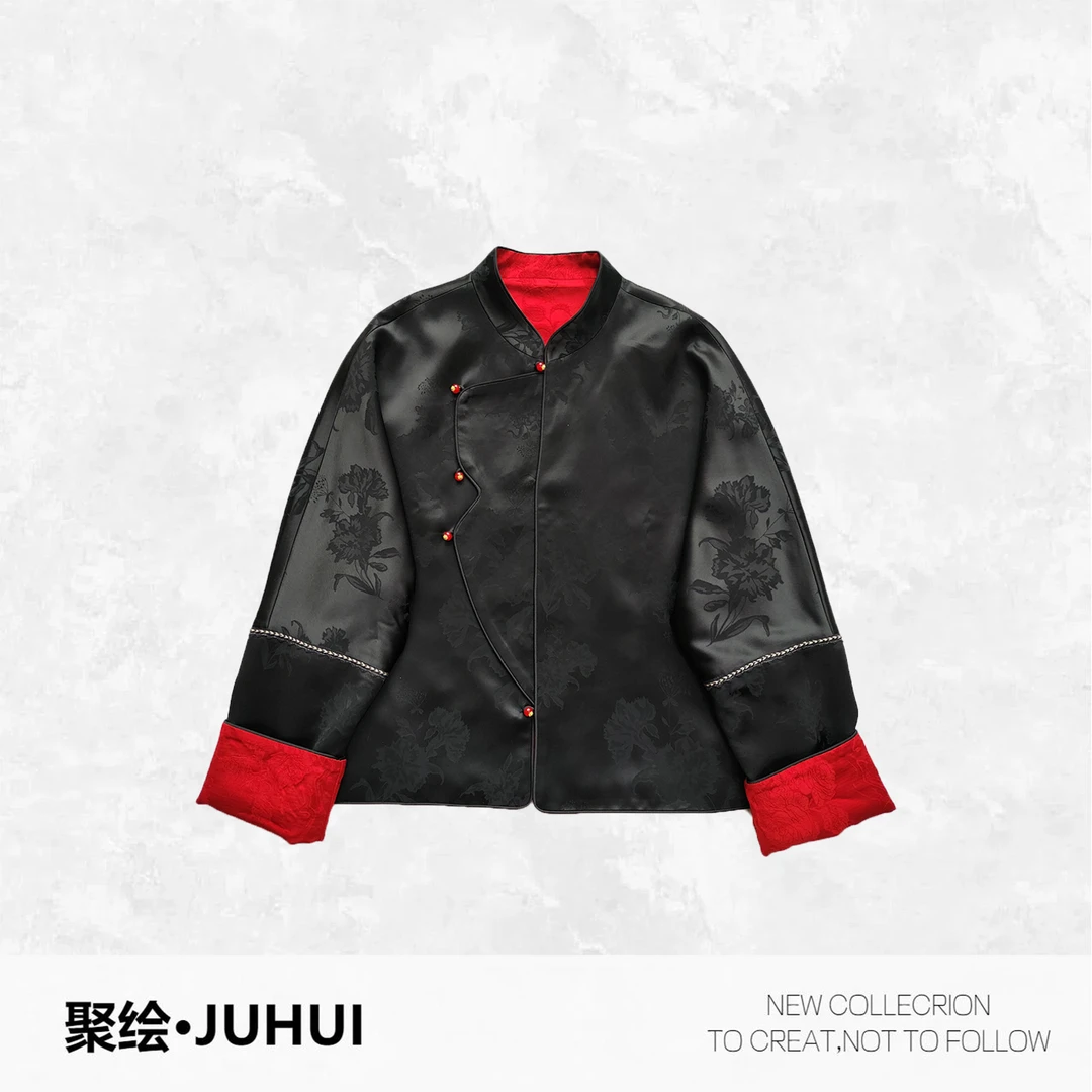 墨菊外套双面穿醋酸人丝新中式外套KH0004