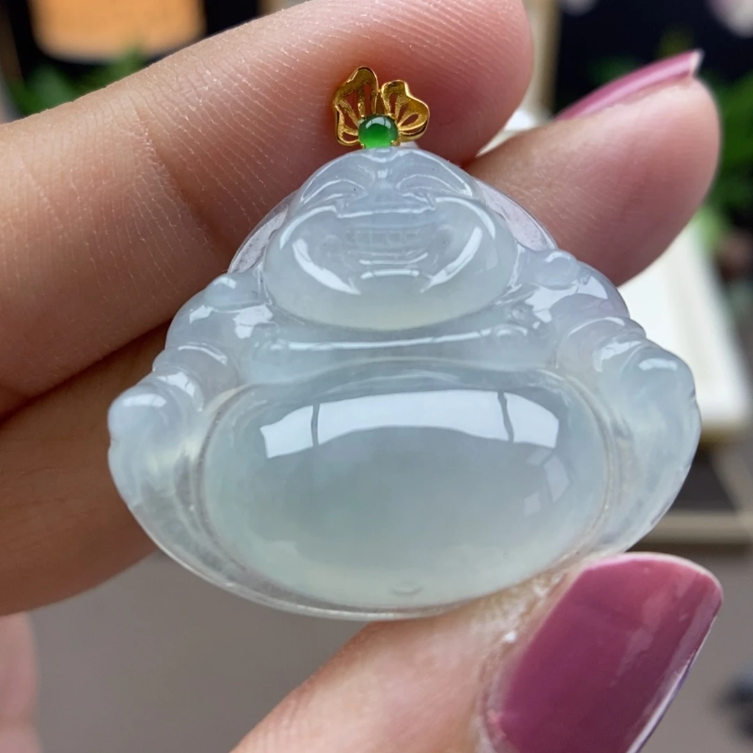 翡翠18K金镶嵌颈饰吊坠5