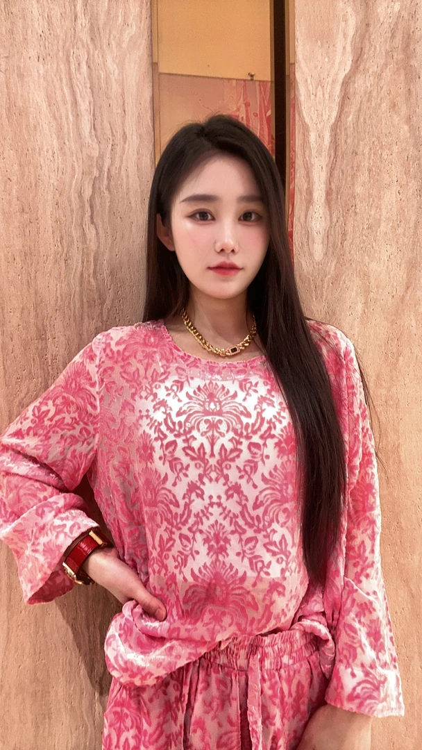 中国风印花宽松甜美套装