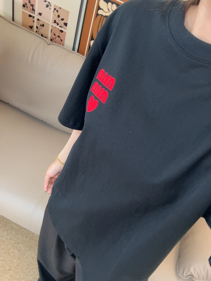 『DANEIF HEIRV』重工字母刺绣休闲夏宽松潮流圆领减龄情侣同款T恤