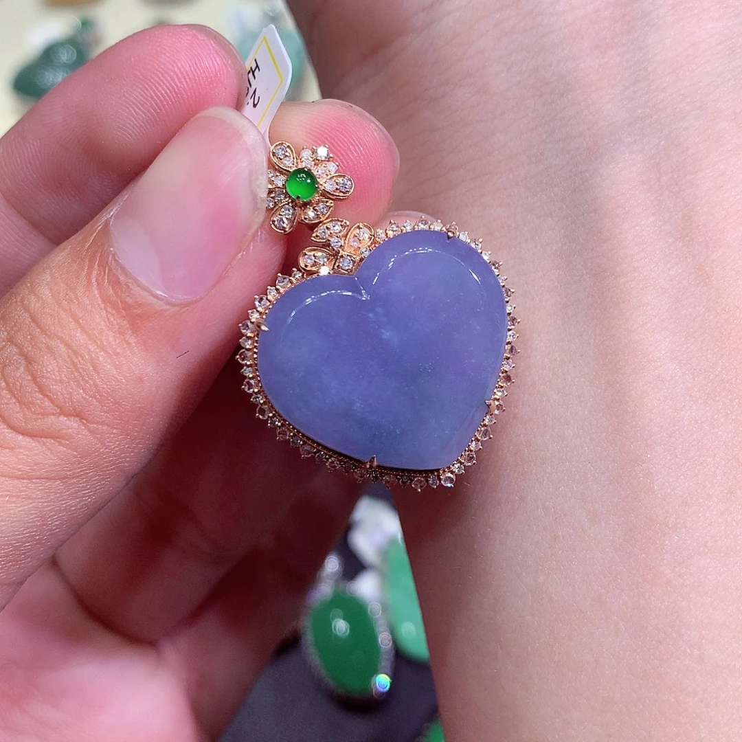 翡翠吊坠(不含链)18K金镶嵌