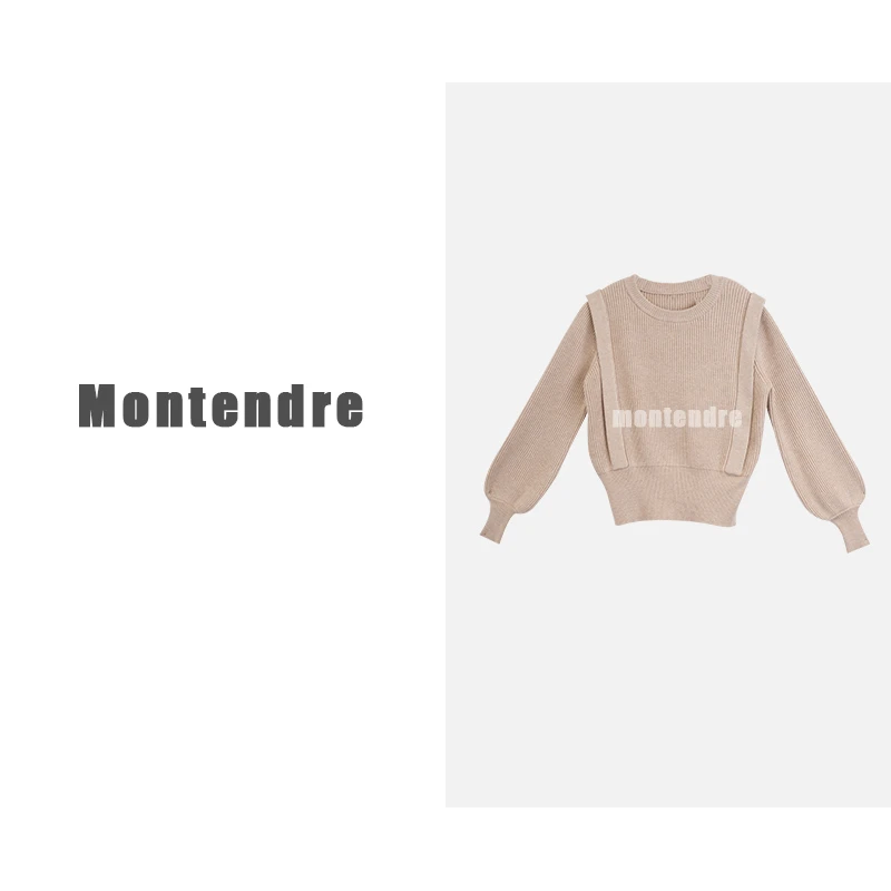 【MonTendre】 秋冬上新 V 设计感百搭方袖宽松休闲长袖针织衫