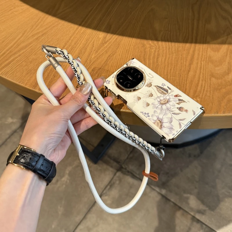 适用华为matex6手机壳新款素皮高级硬壳X5双中轴国风文艺浮雕雏菊