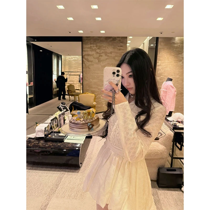 【少女芭蕾】chic网红氛围感收腰显瘦百搭a字蕾丝Polo连衣裙