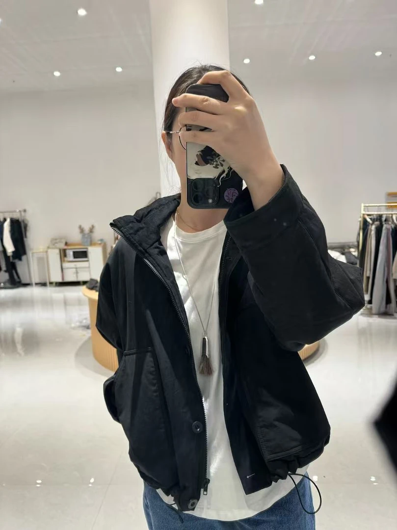 东大门pu黑色棉服