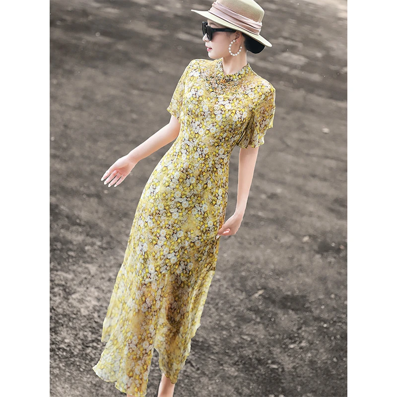 MEXCOCO/兰瑟儿2024夏季新款气质法式茶歇荷叶边连衣裙104XL2001