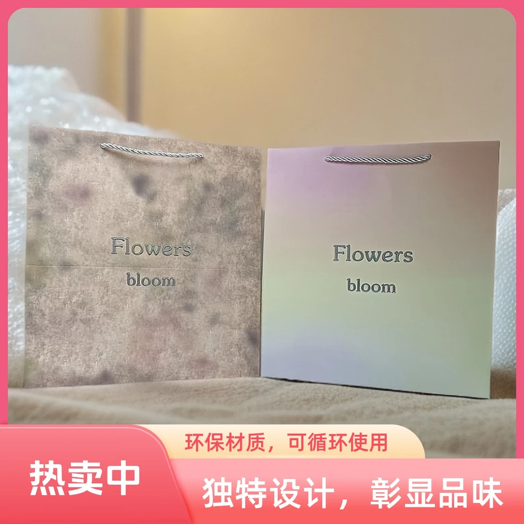 油画风正方形鲜花礼物手提礼品高级大花束手拎节日鲜花高考花束