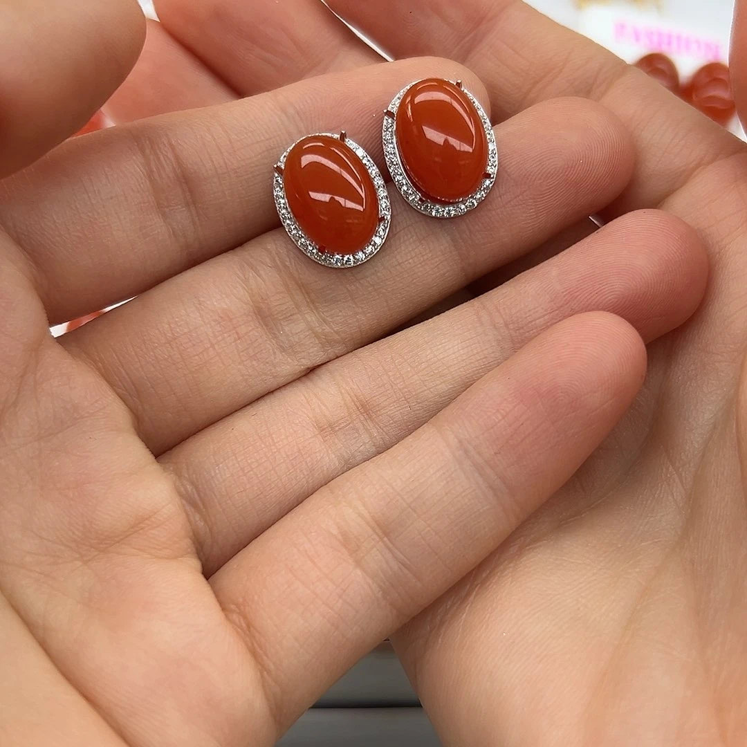 银S925镶嵌和田玉耳饰安***暄