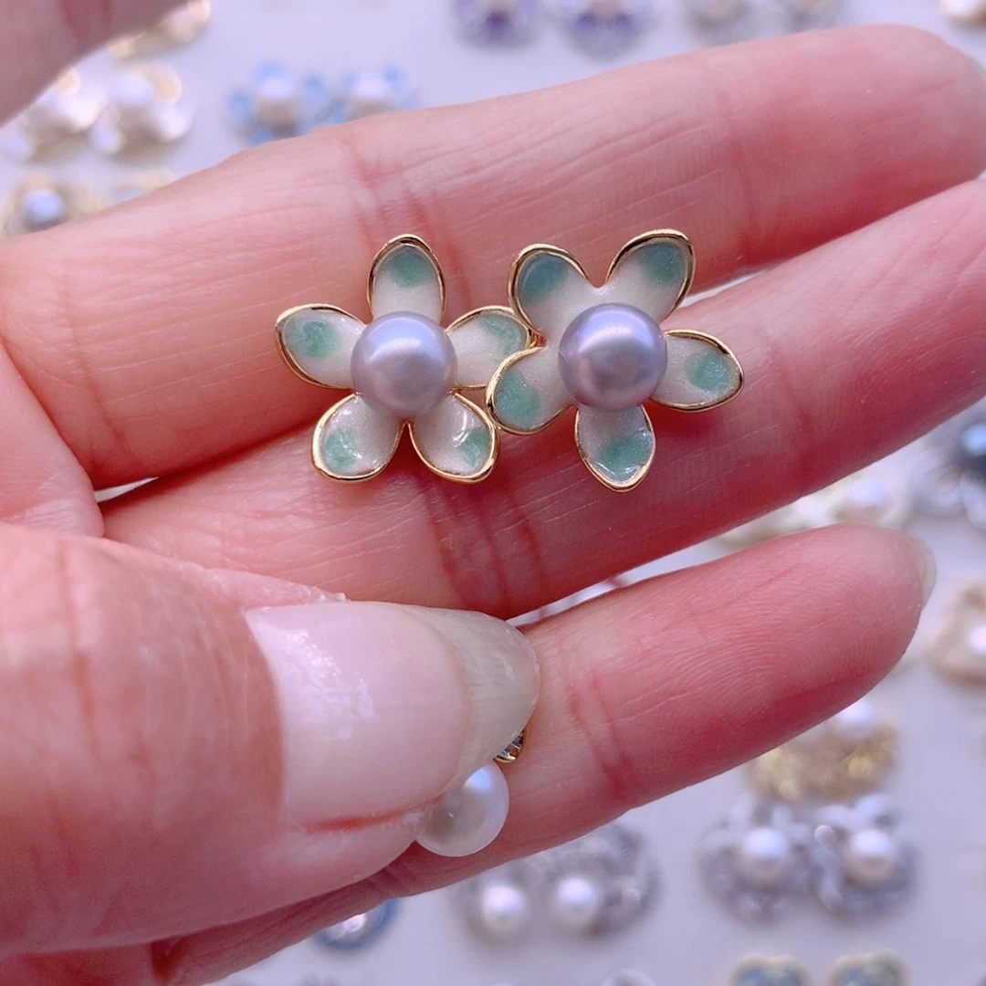 淡水珍珠耳饰合金