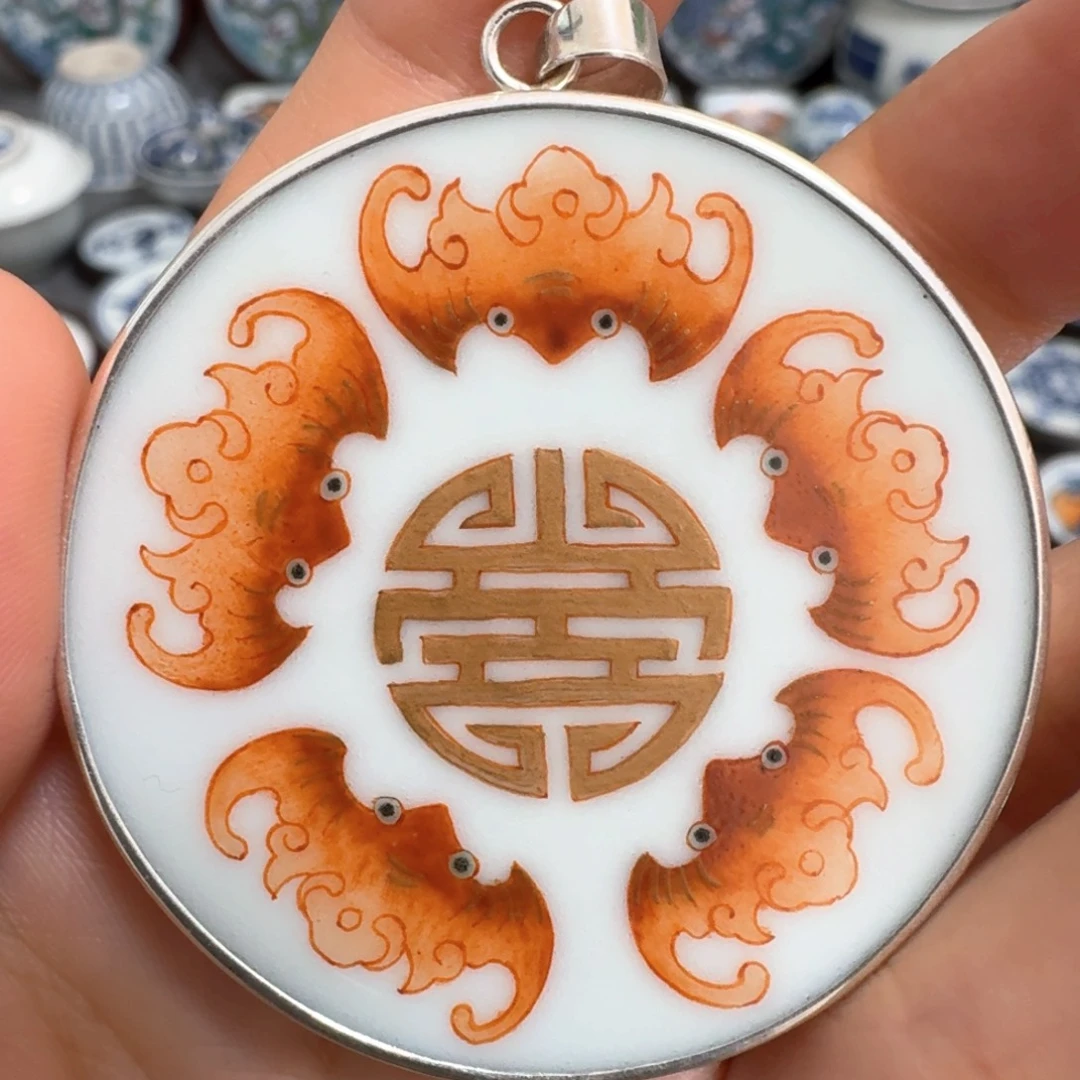 七****瓷片金五福挂件一个一个