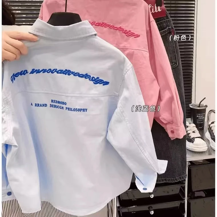 儿童衬衫春秋新款2025男女童韩版秋季衬衣外套大童长袖外衣秋装潮