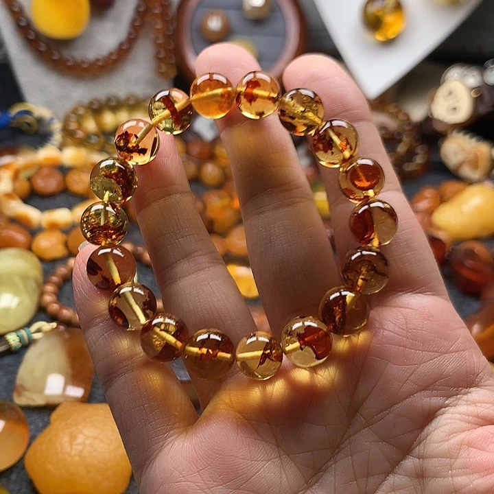 未镶嵌琥珀裸石花珀手串