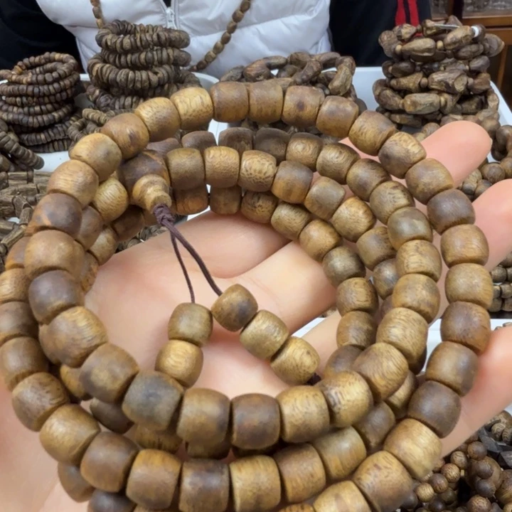 沉香手串凯****良沉香绿奇楠鼓珠多圈 卡九