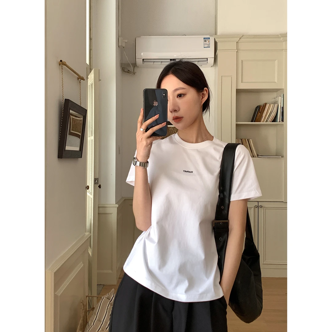 Artsman「招牌ins」2025年新款正肩短袖t恤女夏韩系百搭半袖上衣