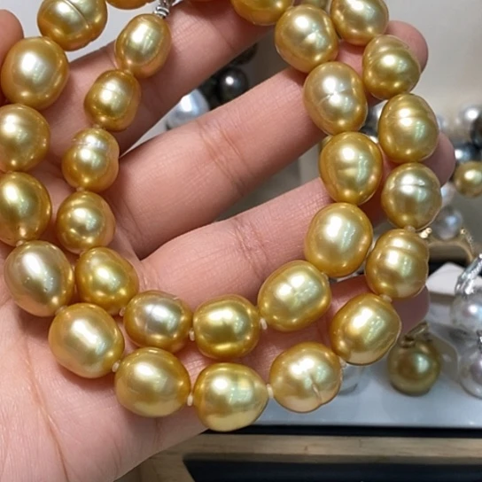 银S925镶嵌海水珍珠颈饰10.5-12.5