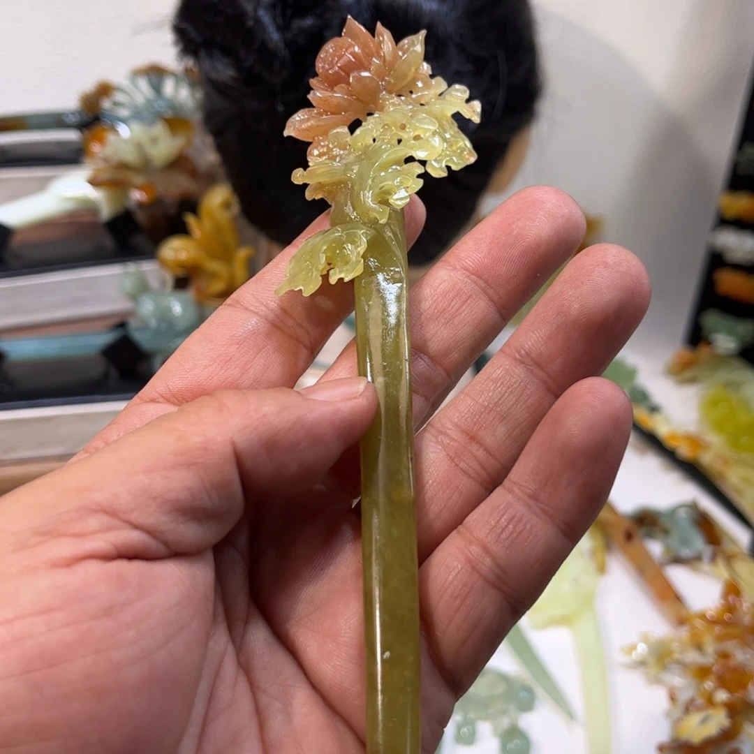 蛇纹石玉发簪合金