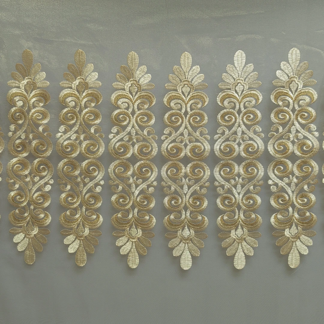 00858 轻奢刺绣成品客厅挂钩款窗纱幅宽7.8米高2.65米免费对开