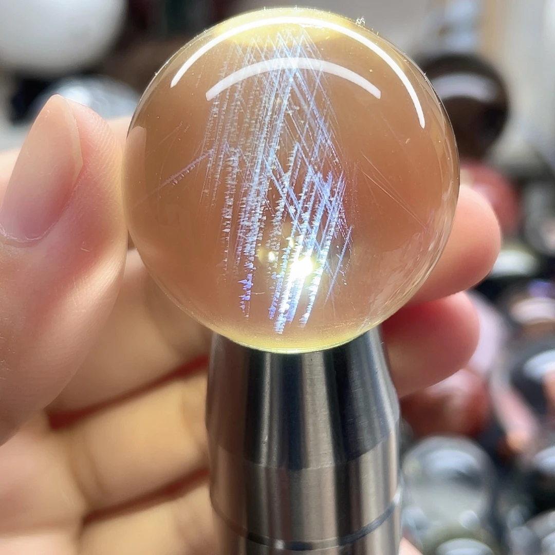水晶珠宝半成品未镶嵌黄水晶净体蓝针卡36.2