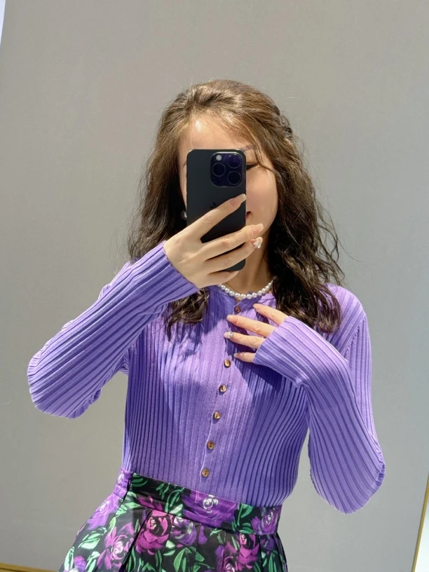 易缔媤紫色针织衫D73468WP060