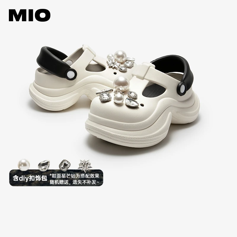 MIO米奥洞洞鞋女鞋2025夏季新款户外凉拖鞋厚底增高（往大拍一码）