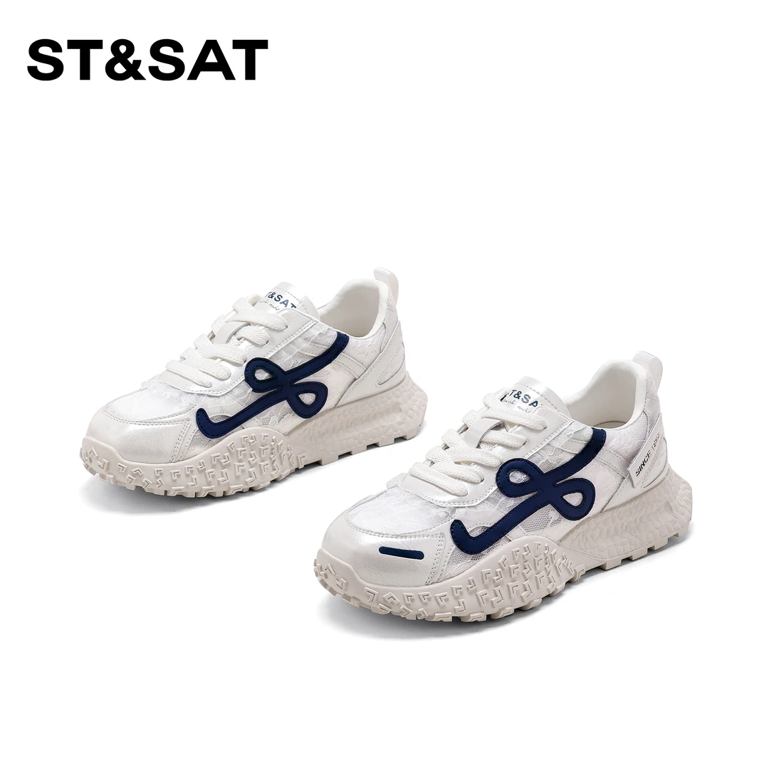 星期六厚底增高阿甘鞋女鞋2025夏季百搭网面透气复古德训鞋休闲鞋