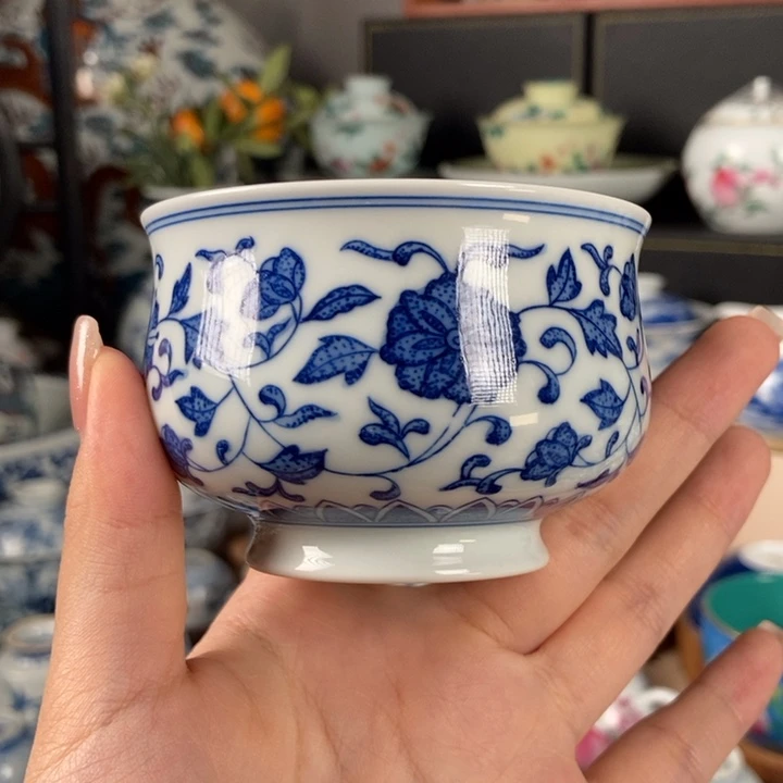 杯折葵非器缠枝莲炉式杯