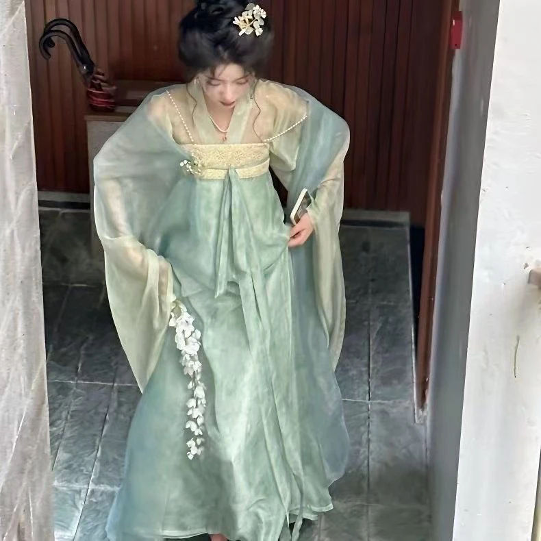 薄款晋制齐胸襦裙中衣直身汉服仙女大袖唐制飘逸春夏诃子裙