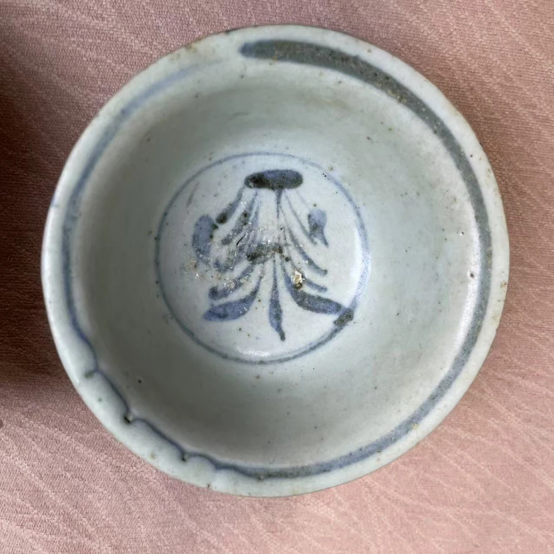 【粗大明青花茶园】主人杯手绘大碗米饭碗柴窑釉下彩釉里红瓷厂缠枝