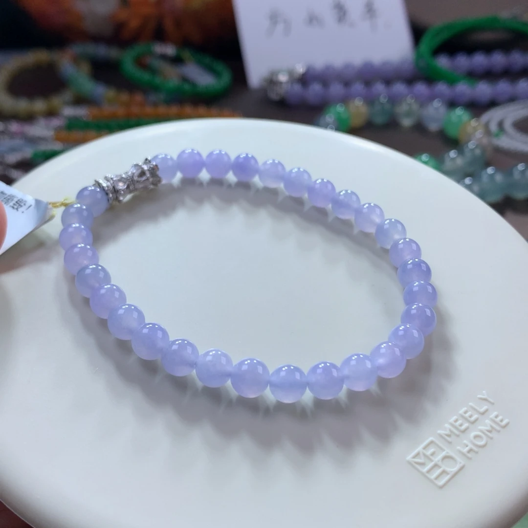 翡翠手链未镶嵌冰粉紫手串 卡5.7